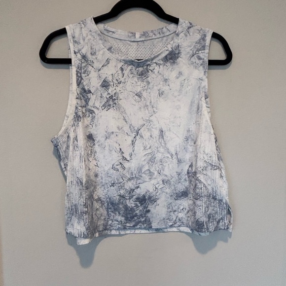 lululemon athletica Tops - lululemon athletica White and Gray Marble-Print Cropped Tank 202